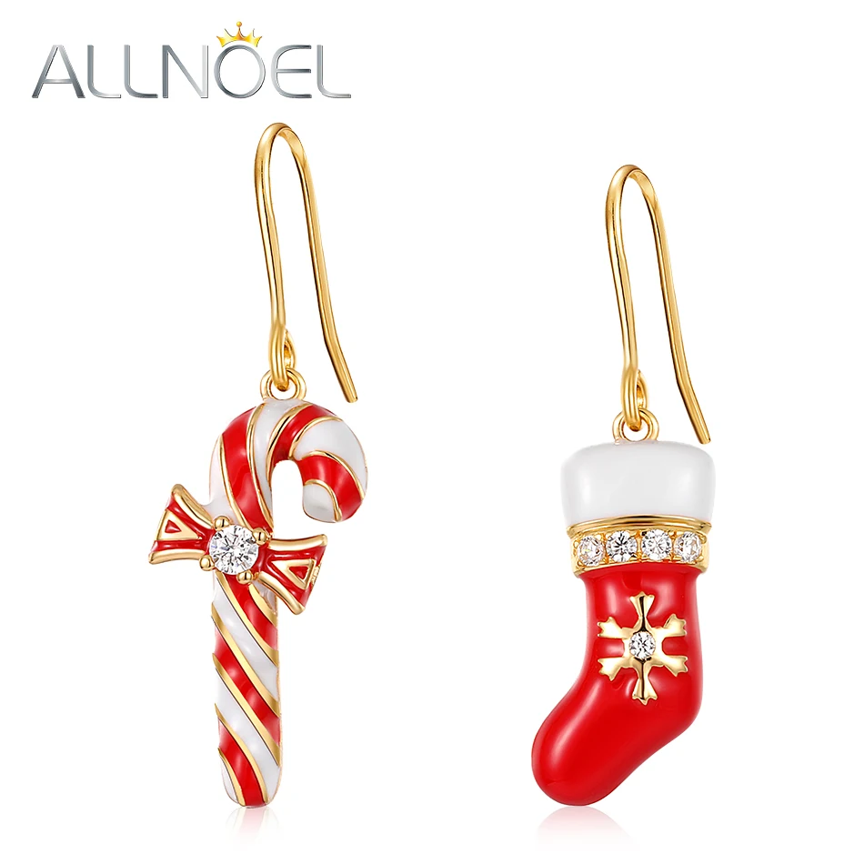 Женские серьги капли ALLNOEL S925 с эмалью ручной работы носки конфетными палочками