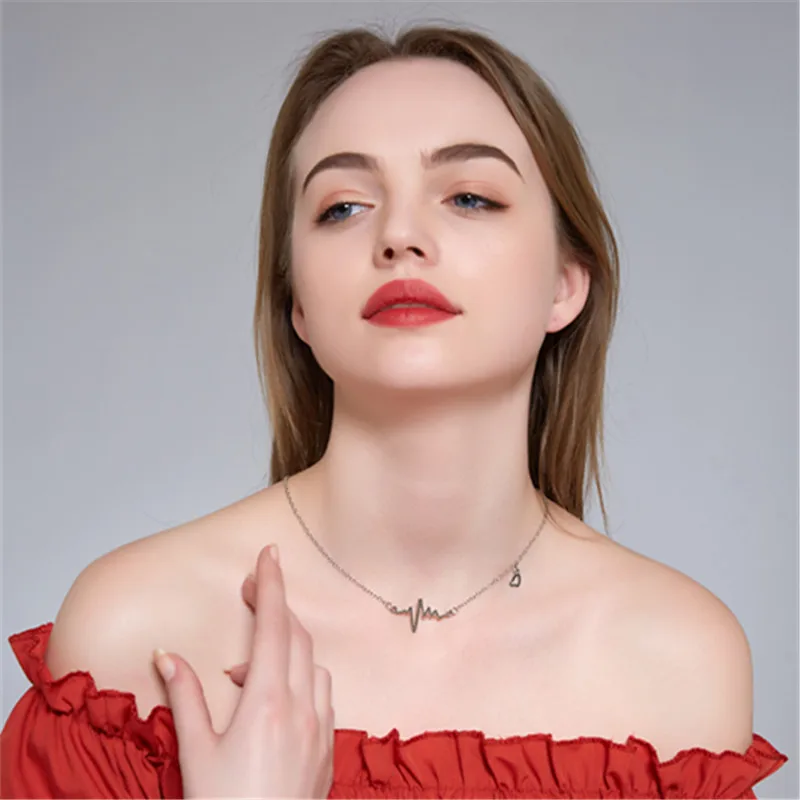 New Fashion Jewelry Imitation ECG Heart Necklace Clavicle Choker Pendant | Украшения и аксессуары