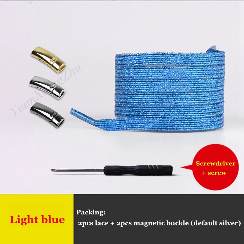 Light blue Магнитные шнурки новые эластичные фиксирующие шнурки креативные быстро не завязываются шнурки для детей и взрослых шнурки для кроссовок - Цвет: Light blue
