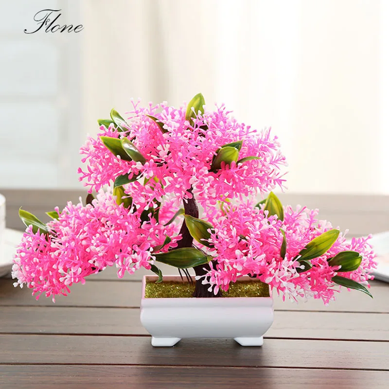 Flone Artificial Plants flowers Fake Plastic Potted bonsai Plant Tree Living Room home Office Decoration Bookcase Accessories | Дом и сад