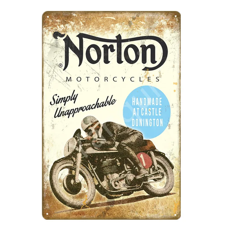 Retro Norton Motorcycle Decor Metal Poster Tin Signs For Pub Car Club Bar Garage Shop Home Decoration Wall Art Carft Gift YQZ084 | Дом и сад