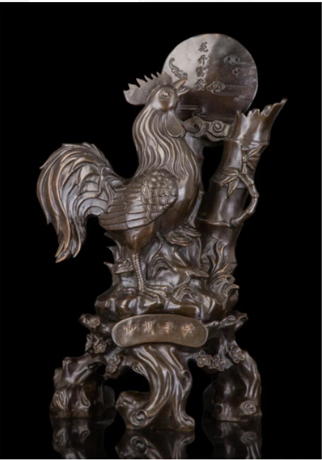 Бронзовая фигурка знака зодиака ремесла украшения счастливые бамбуковые цветы