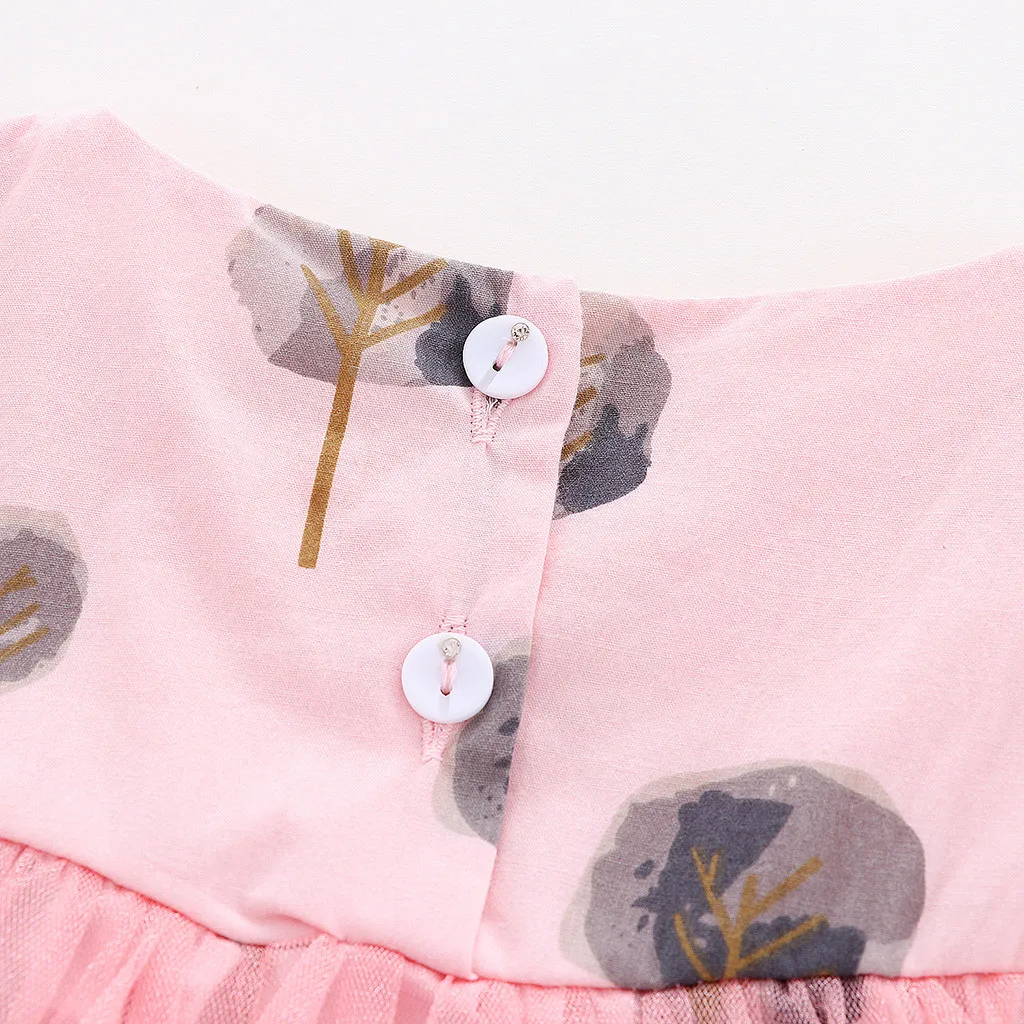 2019 Summer Explosion Girls Dress Infant Baby Fly Sleeve Tree Print Tulle Princess Dresses Casual Sundress | Детская одежда и