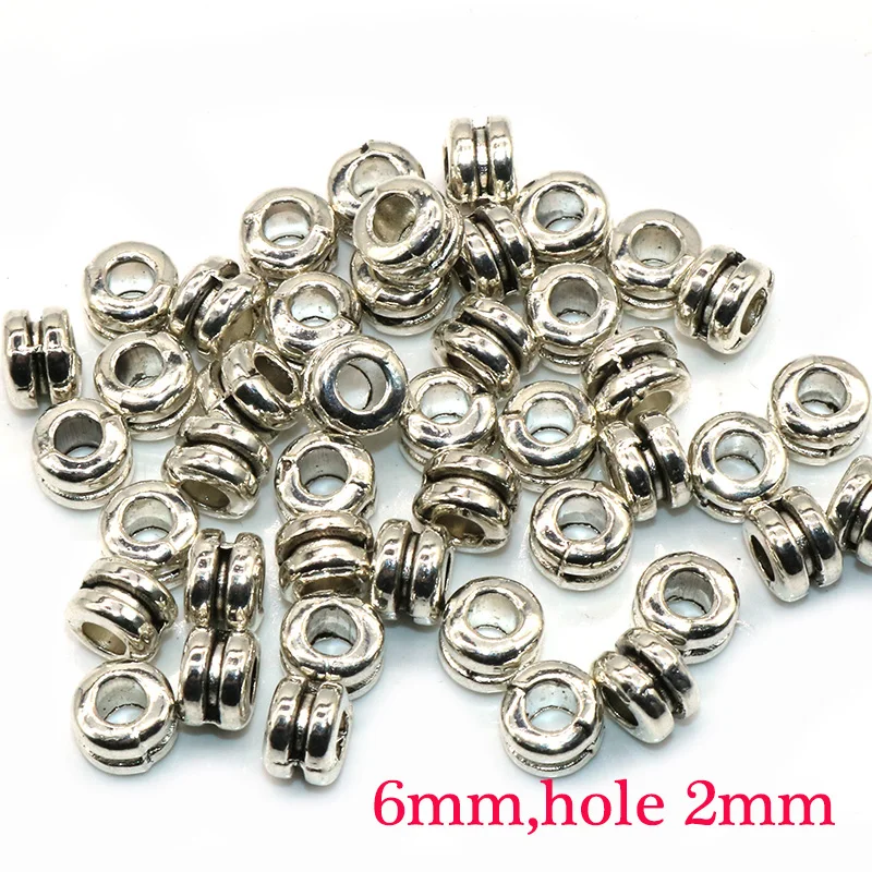 Бусины разделители серебристого цвета для браслетов 6 10 мм 50 шт.|silver spacer beads|loose