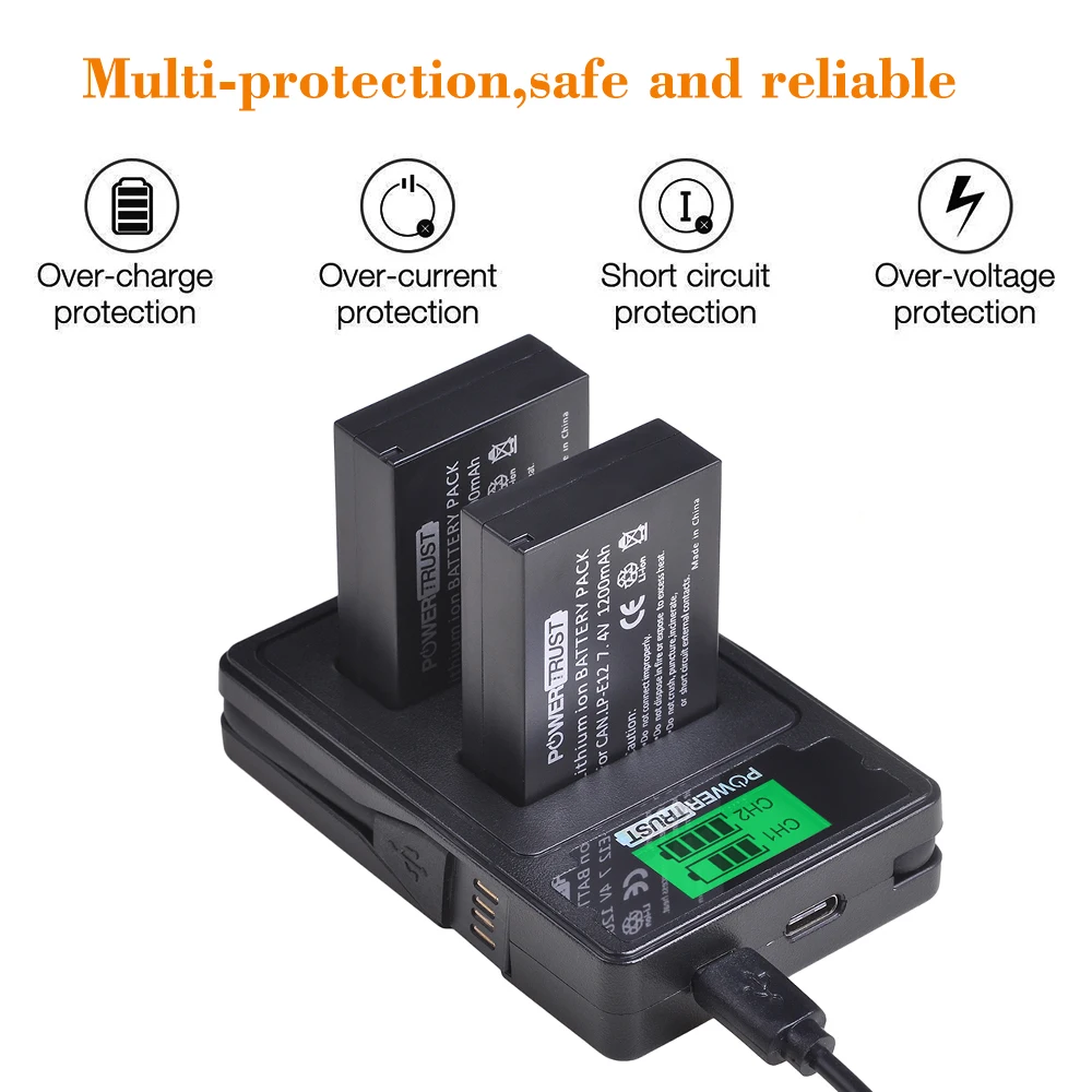 Двойное зарядное устройство USB LP E12 LPE12 с ЖК дисплеем и кабелем портом Type C для Canon M