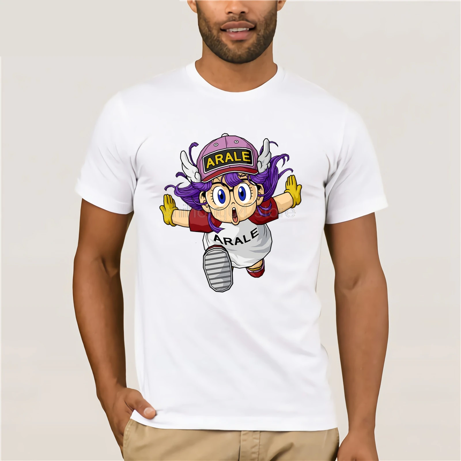 Хлопковая футболка для мужчин Arale аниме забавные футболки взрослых круглый