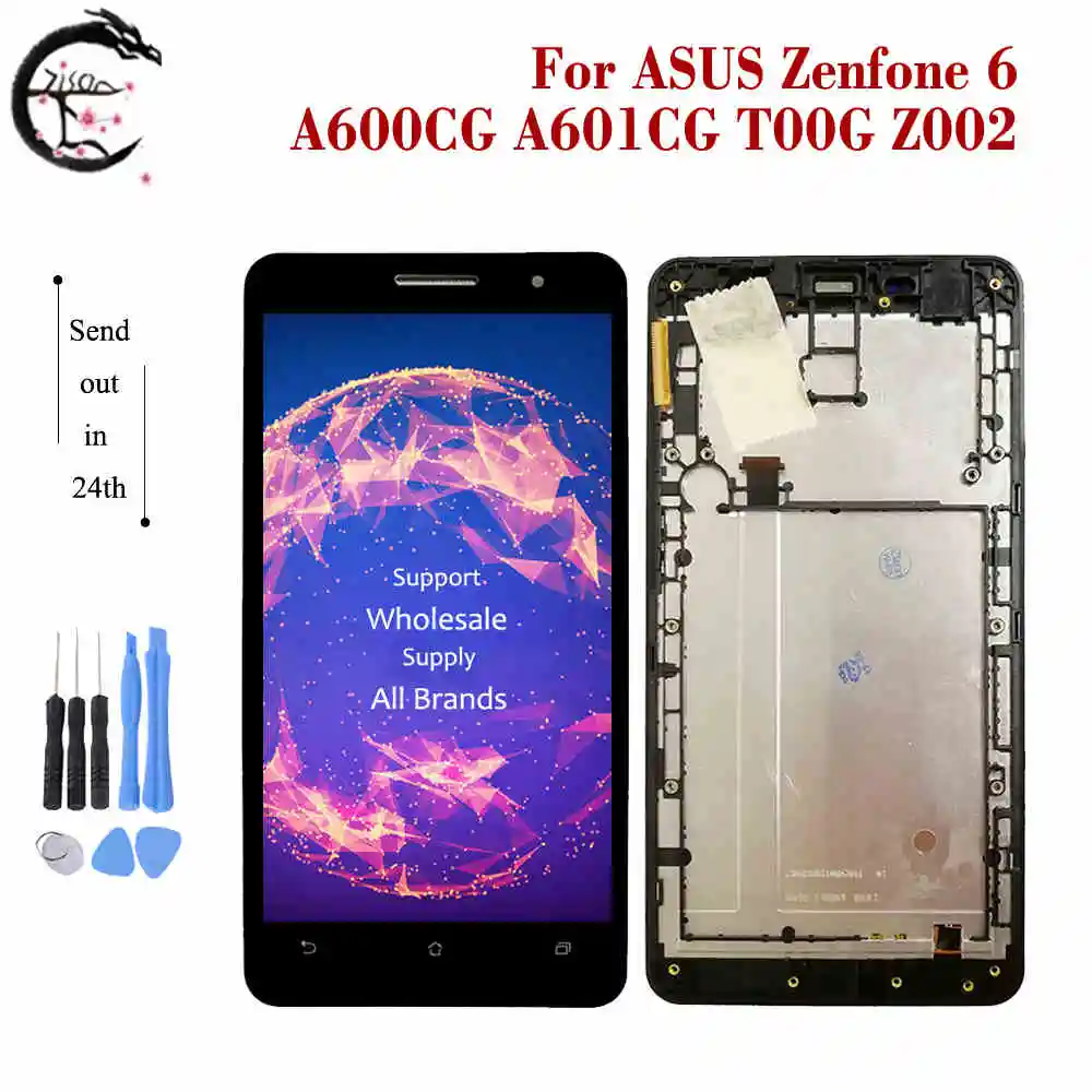 ЖК-дисплей с рамкой для ASUS Zenfone 6 A600CG A601CG T00G Z002, полный дисплей, сенсорная панель, дигитайзер в сборе, ЖК-дисплей 5,5 дюйма Zenfone6