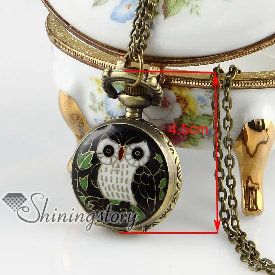Медные бронзовые медные стильные ночные карманные часы с совой подвеской
