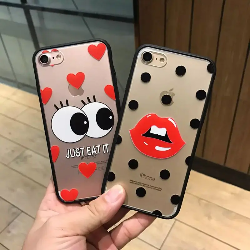 Красные Губы Волновой Точки Чехол Для Телефона iPhone 7 Plus 6 s плюс Мода Милые Большие