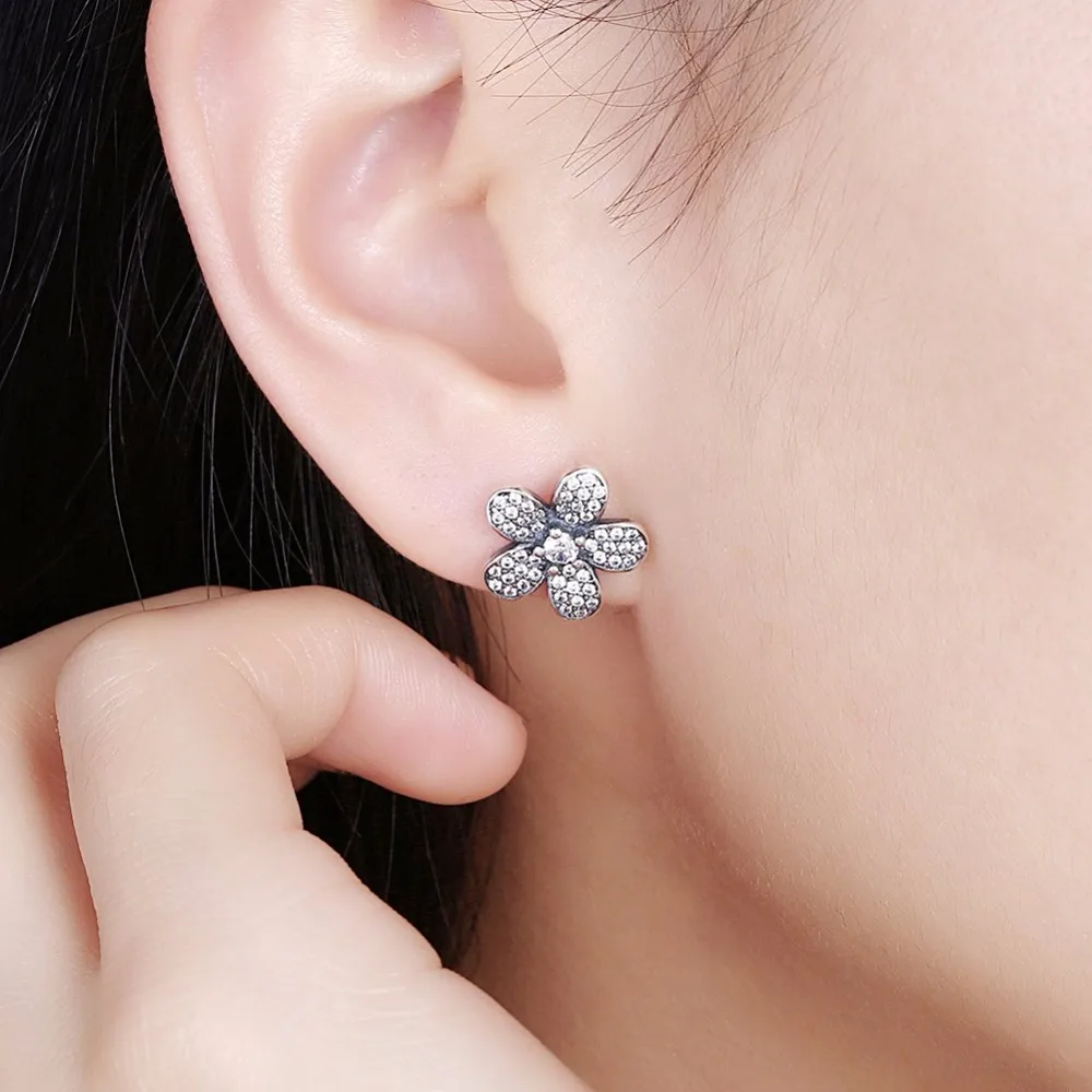 CICI WARREN Fine Jewelry 925 Sterling Silver Stud Earrings Flower style Paved AAA+ Zircon Gifts For Women CWE016 | Украшения и
