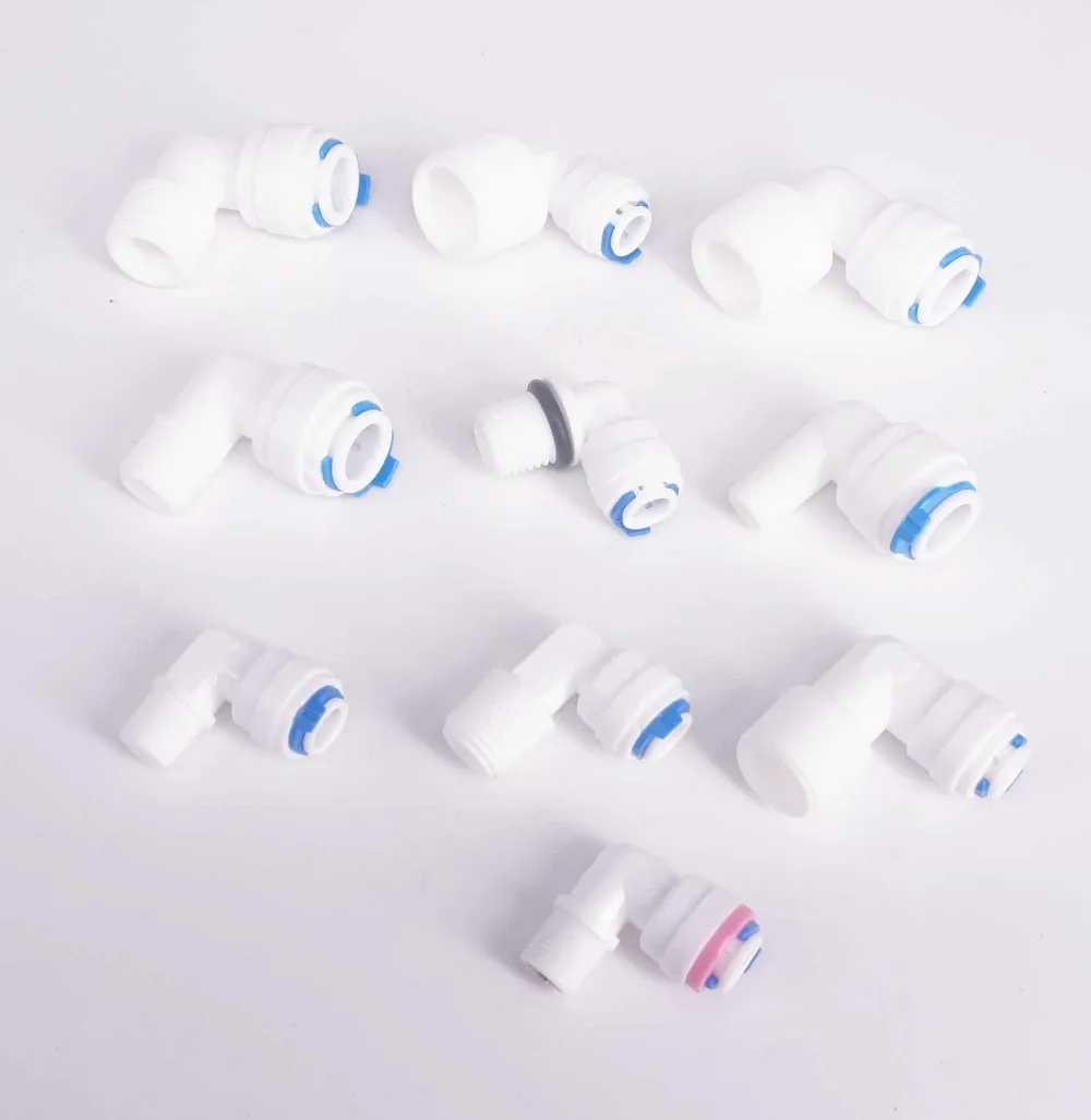 Подходит для 1/4 &quot3/8&quot OD Tube 1/8 &quot1/4&quot 3/8 &quot1/2&quot BSP Male Elbow L коннектор аквариума