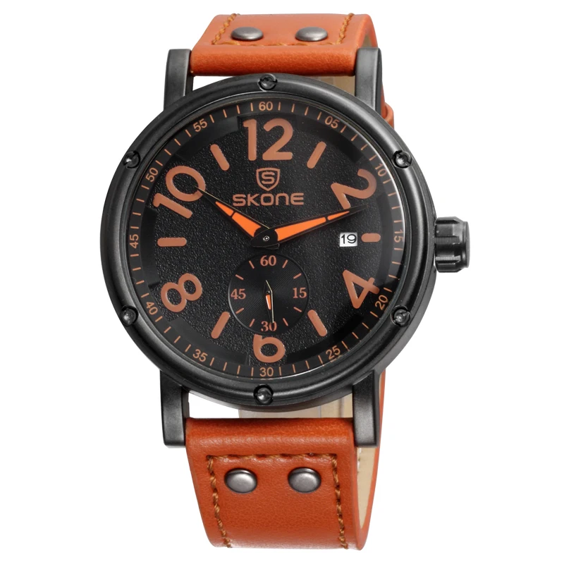 Часы наручные SKONE Мужские кварцевые в стиле милитари Брендовые с большим