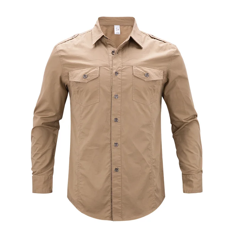 

Spring 2018 Men's Long Sleeve Denim Cargo Shirts Plus Asian size M-5XL Shirt Men Cotton