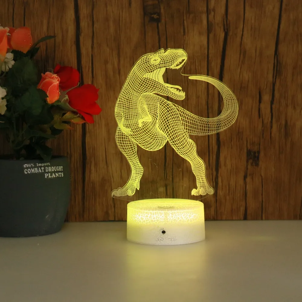 Бесплатная доставка крутая 7 видов цветов Сенсорная трещина база LED Usb 3D ночник