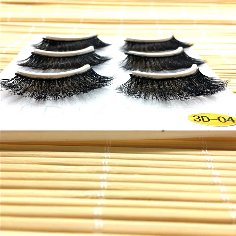 Модные натуральные 3 пары Длинные Накладные ресницы для макияжа поддельные