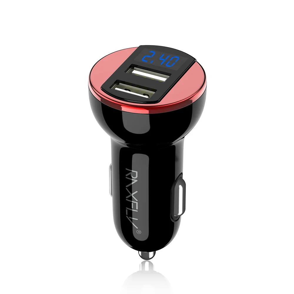 RAXFLY светодиодный дисплей Dual USB Универсальное автомобильное зарядное устройство для телефона для iPhone MAX XR XS умная цифровая Быстрая зарядка для samsung для huawei - Тип штекера: Red