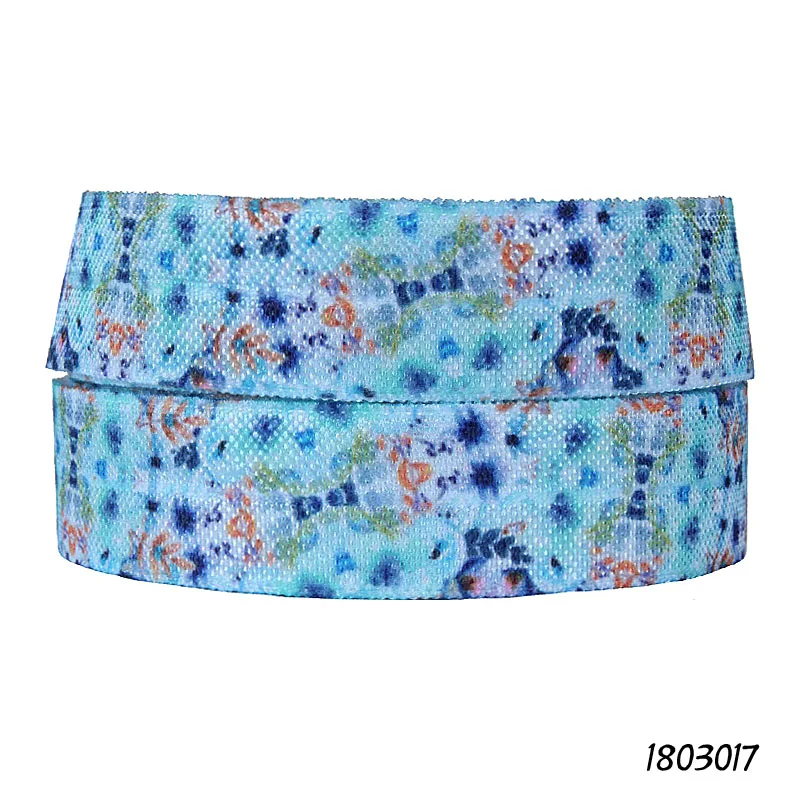 

Free shipping flower patterns fold over elastic foe for hair ties