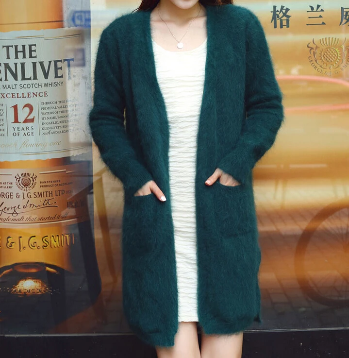 100% Real Mink Cashmere Casual Cardigans Female Knitted Open Stitch Fur Sweater Factory OEM Wholesale KFP996 |