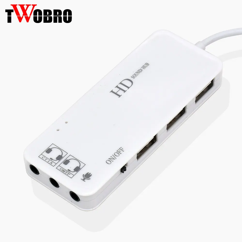 3 порта USB 2 0 концентратор стерео DJ внешняя звуковая карта гарнитура микрофон