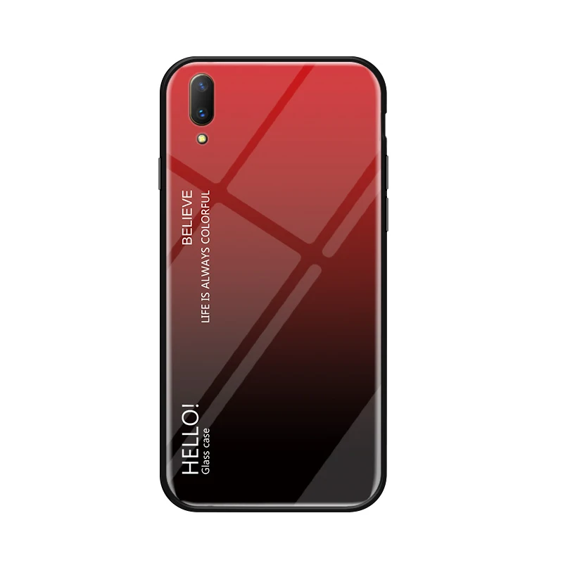 MUCHI For Huawei Y7 Pro 2019 Case Tempered Glass Luxury Gradient Soft Silicone Frame Back Cover Phone Cases |