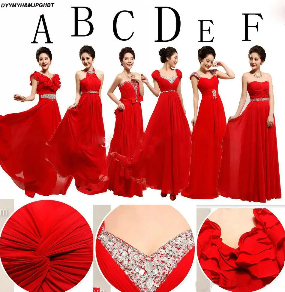 Avaliable Chiffon Bridesmaid Dresses Mix Design Long Cheap Wedding Guest Dress