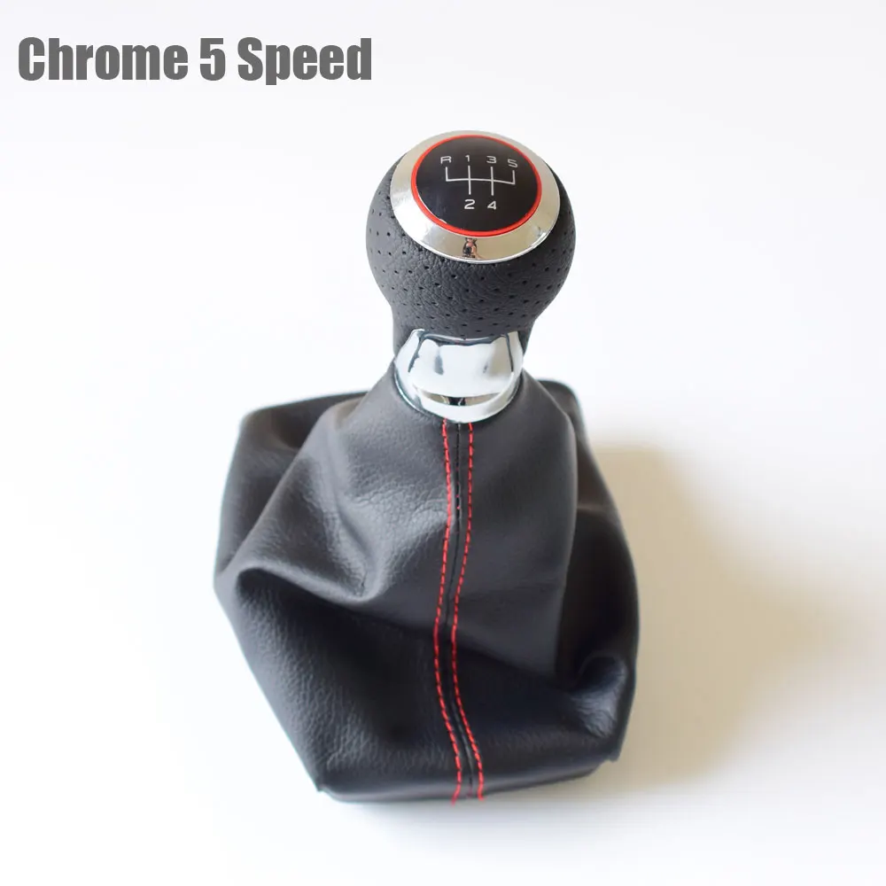 R5-RedSetChrome Матовая хромированная красная кольцевая ручка переключения передач для Audi A4(2001-2008) B6(2001-2005) A6 C5(2001) для Seat Exeo(2011) Leon(2000 - Название цвета: R5-RedSetChrome