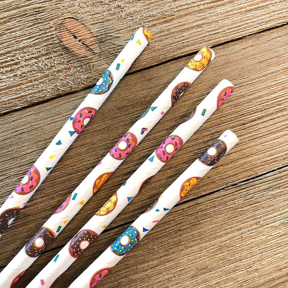 25 шт. бумажные соломинки с пончиками на день рождения пончики вечерние