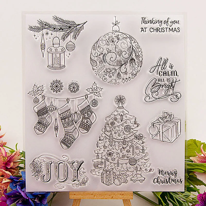 

WYSE Christmas Flower Clear Stamps Deer Snowflake Tree Silicone Stamp for DIY Scrapbooking Paper Card Making Craft Supplies