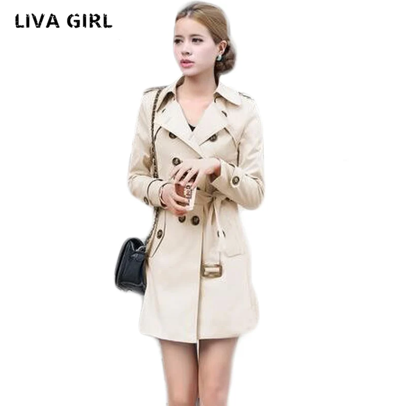 1 шт. пальто для женщин двубортное приталенное длинное весеннее Casaco Feminino Abrigos Mujer