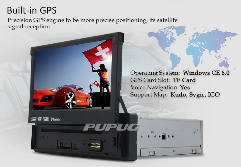 1 Din 7 &quotсъемный автомобильный аудио dvd-плеер gps Навигация стерео навигация