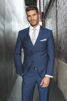 2019 three piece navy blue evening party men suits peak lapel slim fit custom made wedding tuxedos jacket pants vesttie