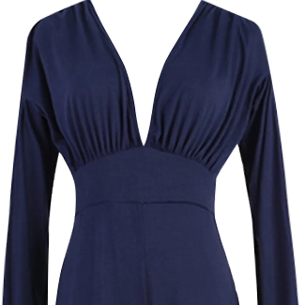 Женский комбинезон с длинным рукавом и треугольным вырезом|Женские комбинезоны|