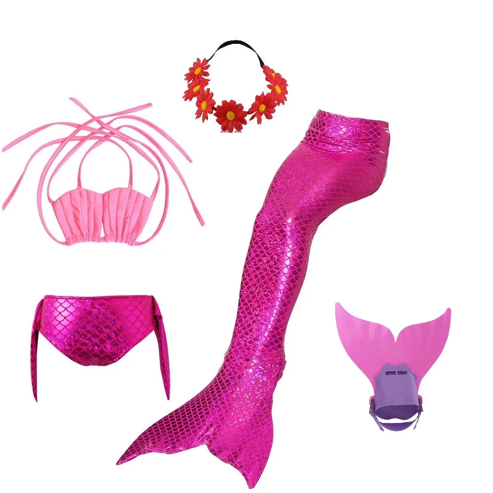 Купальный костюм для девочек цвет синий розовый Детские хвосты русалки плавания