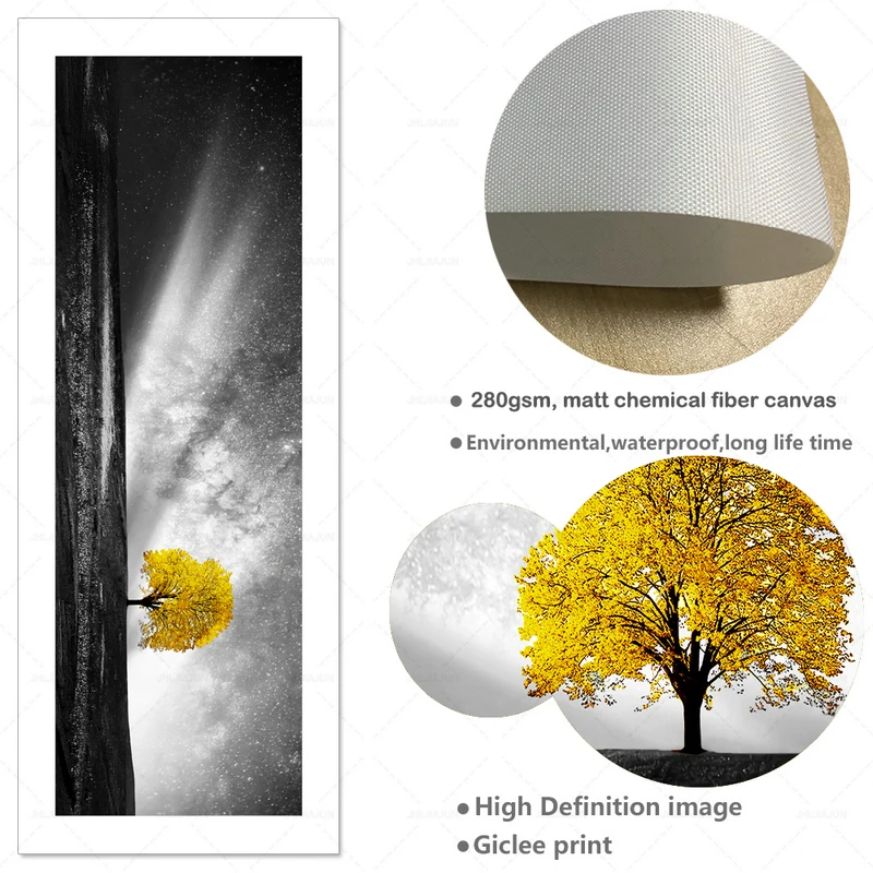 Nordic Yellow Landscape Black White Canvas Painting Posters And Print Wall Art Pictures For Living Room Bedroom Modern Decor | Дом и сад