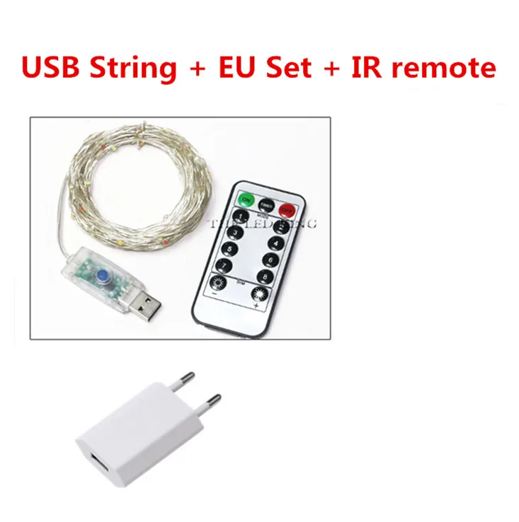 Светодиодная гирлянда 10 м Сказочная 33 фута 5 В USB питание для улицы теплый белый/RGB