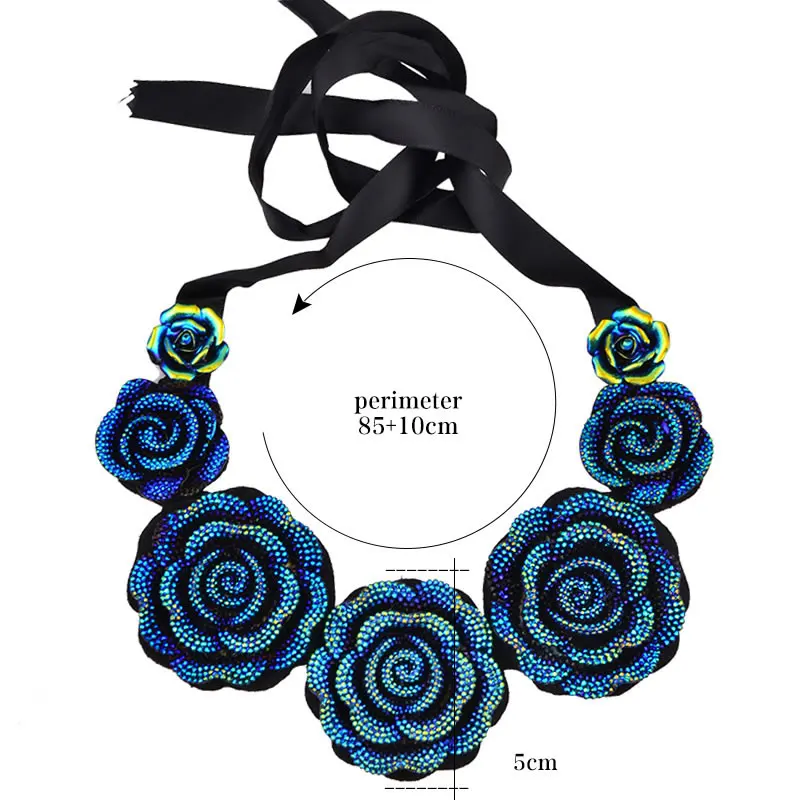 ZHINI Maxi Flower Choker Necklaces New Fashion Boho Jewelry Display Big Statement Pendants Necklace for Women Accessories C56506 | Украшения