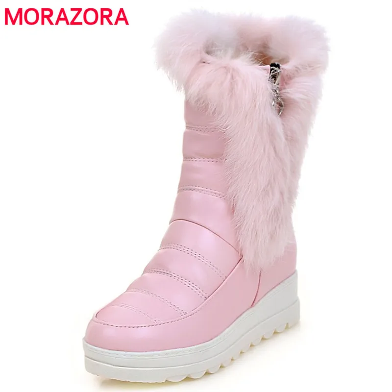 MORAZORA/красивые женские ботинки из искусственной кожи Новое поступление Зимние