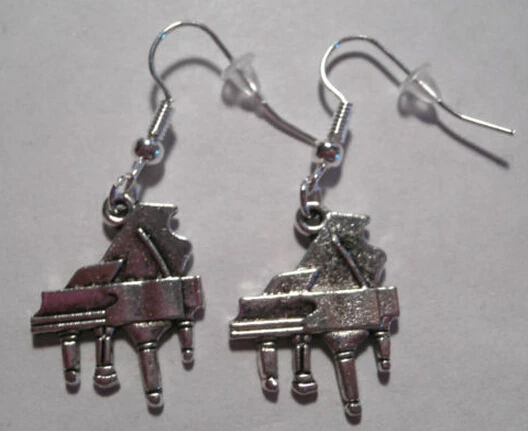 Горячая 50 пар Античный Серебристый милый пианино Шарм Подвеска и серьги подвески