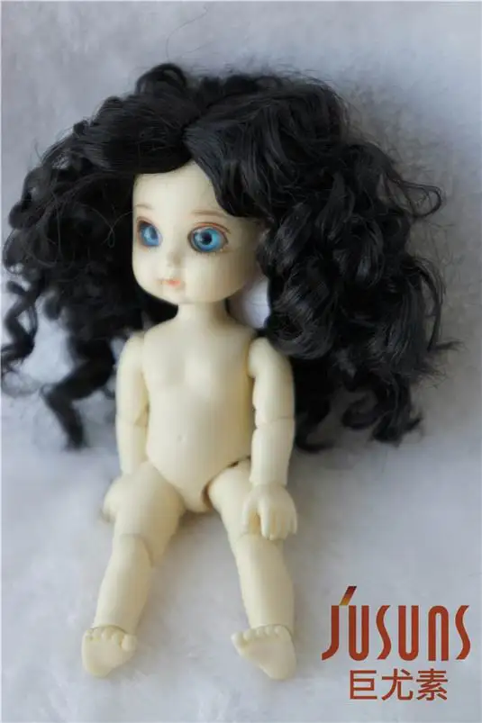 JD073 1/12 1/8 1/6 длинные кудрявые классические BJD парики 3-4 дюйма 5-6 дюймов 6-7 дюймов средняя часть линии синтетический мохер волосы куклы аксессуары - Цвет: 3-4inch Black SM1