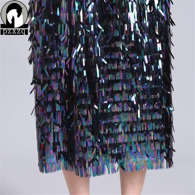 Женская короткая юбка с блестками однотонная прямая в этническом стиле золотой