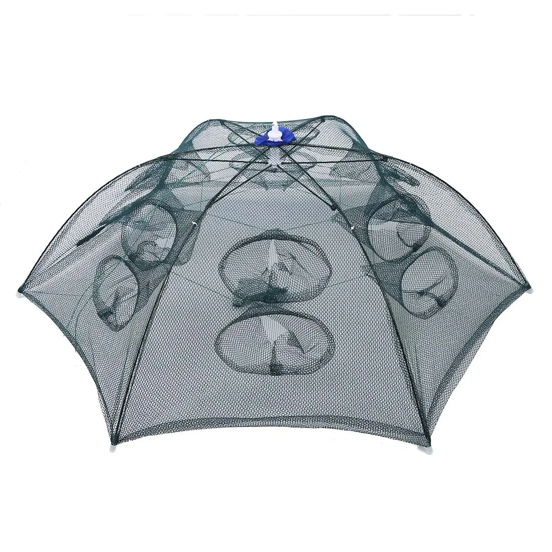 SEWS-Trap Net Fishing Camaron Cage Portable Umbrella Style Foldable with 12 Holes Green | Спорт и развлечения