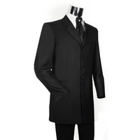 mens 3 piece 7 button peak lapel big and tall or custome size long pattern suits black fashion tuxedos for wedding men suits
