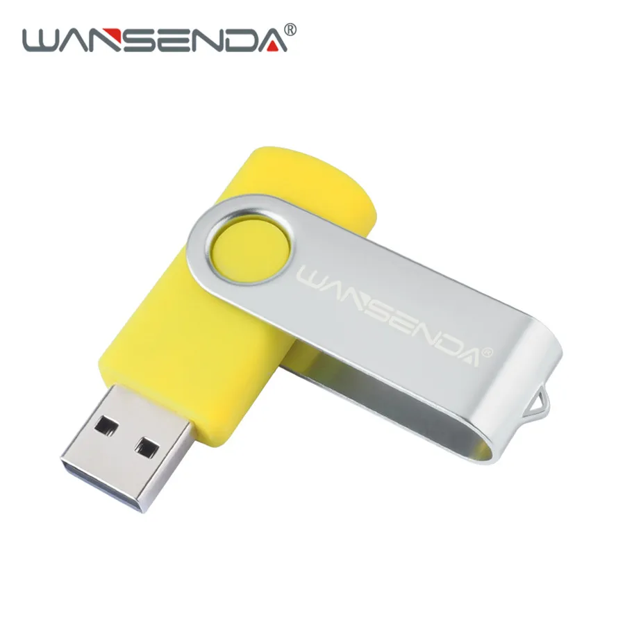 Wansenda, вращающийся Usb флеш-накопитель, 128 ГБ, 64 ГБ, Usb флешка, 4 ГБ, 8 ГБ, 16 ГБ, 32 ГБ, флешка, высокое качество, 256 ГБ, Usb карта памяти - Цвет: Цвет: желтый