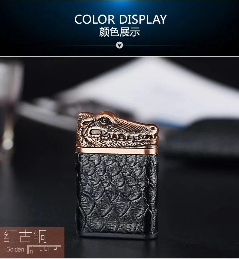 Крокодиловая кожа анти-ветер зарядка USB встряхнуть двойной дуговой Зажигалка электронная сигарета зажигалка