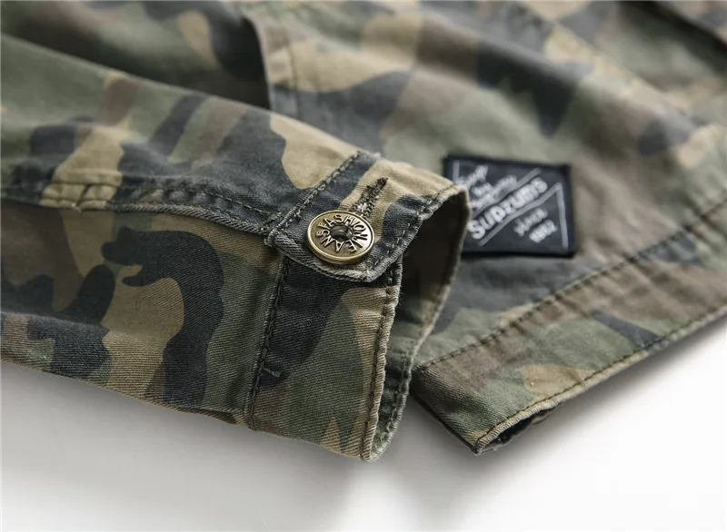 Idopy Для мужчин джинсовая куртка с камуфляжным принтом Slim Fit камуфляжная кепка