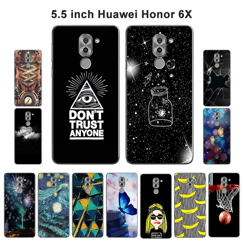 Чехол для Huawei Honor 6x мягкий силиконовый чехол накладка с принтом сердца и Луны 6 X GR5