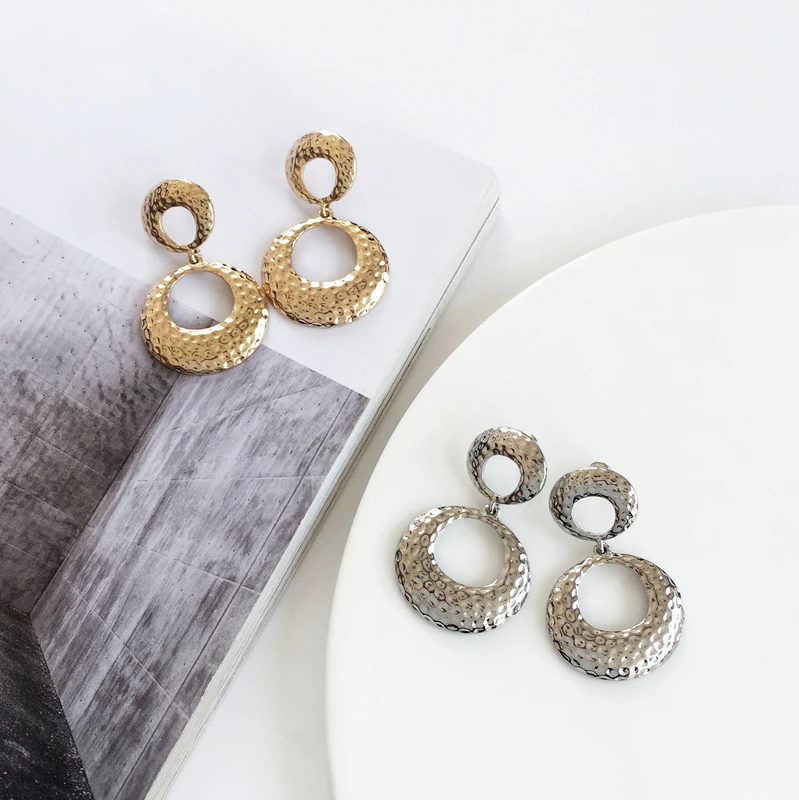 Geometric metal texture personality fashion clothing accessories Contracted temperament earrings | Украшения и аксессуары