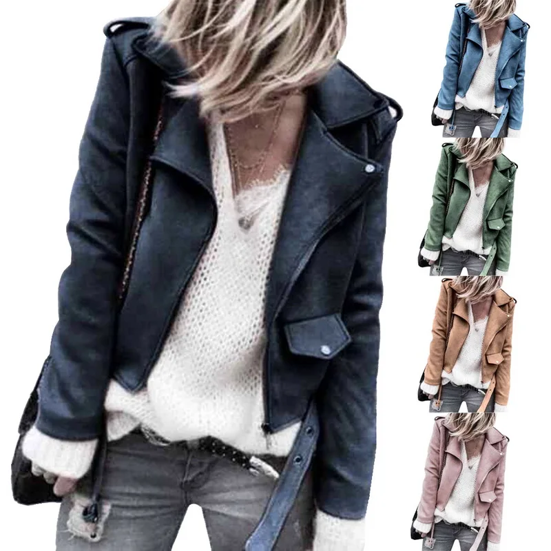 Женская короткая куртка NIBESSER замшевая из искусственной кожи Повседневная