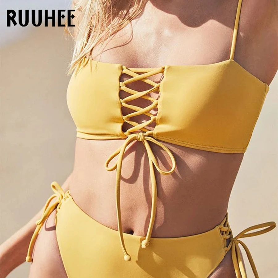 RUUHEE, купальник, женский, пуш-ап, бикини, купальник, высокая повязка на ногу, купальный костюм, женский бикини, набор, ремень, женский купальник, бикини