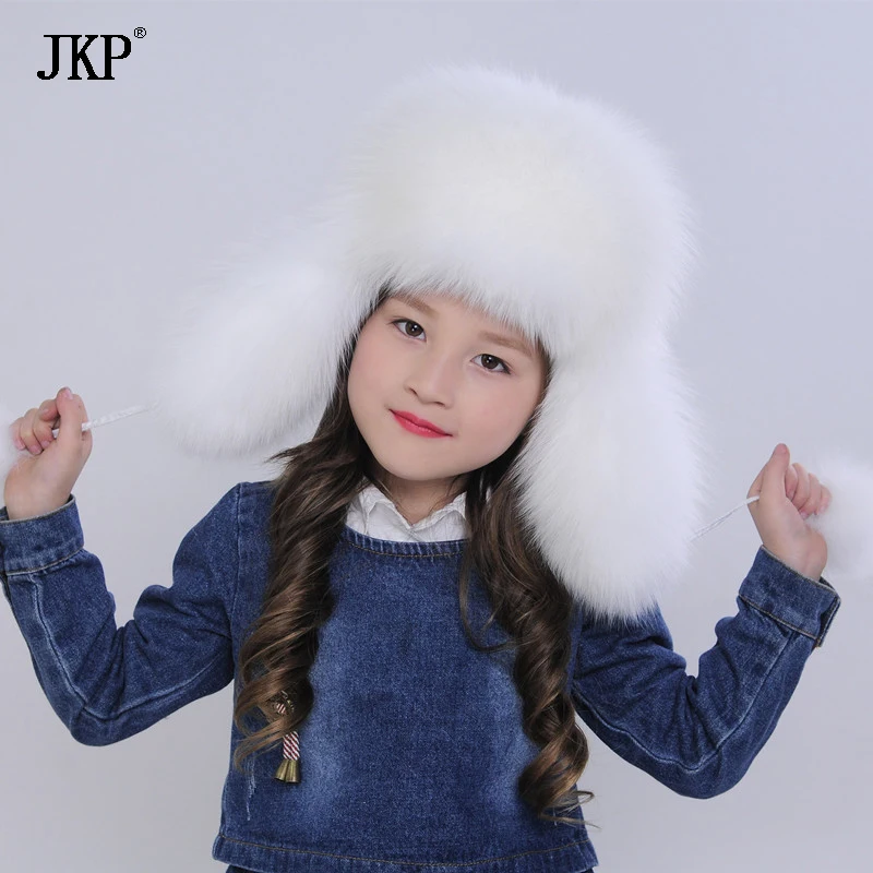 Русская меховая шапка зимняя из натурального Лисьего меха для мальчиков и